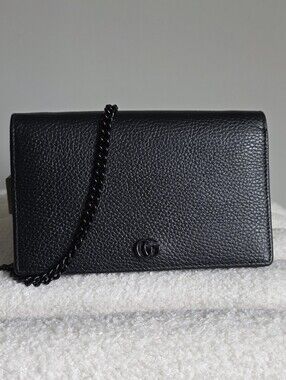Black Gucci GG Marmont Wallet On Chain